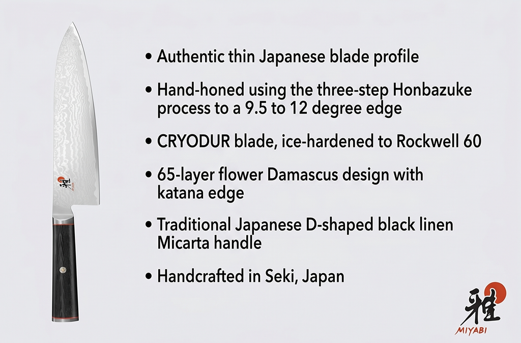 MIYABI Kaizen 9.5" Chef's Knife, Black with Red Accent, Medium (34183-243)