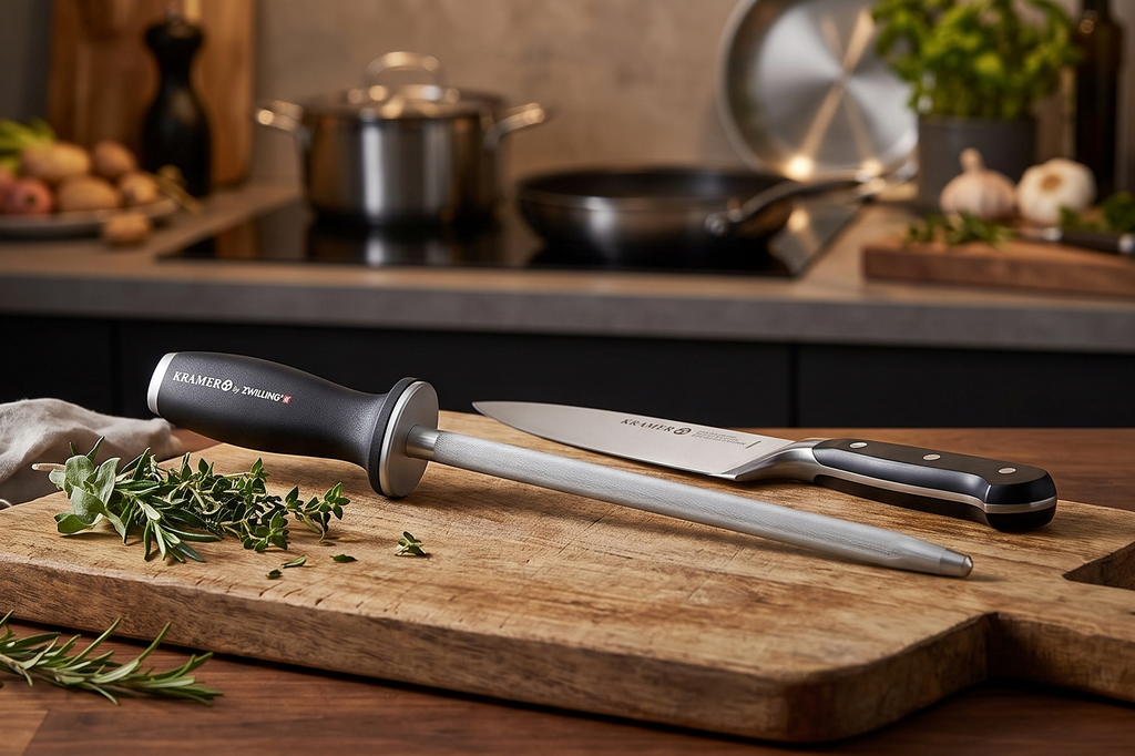 KRAMER by ZWILLING 12-inch Double Cut Honing Steel with Plastic Handle