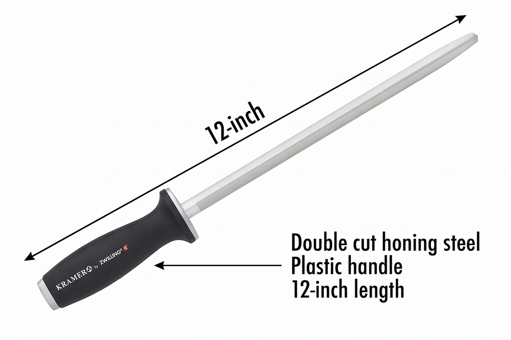 KRAMER by ZWILLING 12-inch Double Cut Honing Steel with Plastic Handle