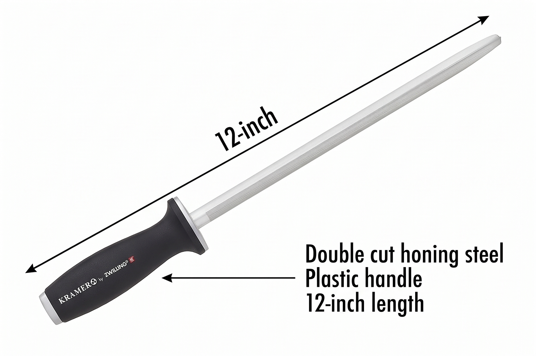 KRAMER by ZWILLING 12-inch Double Cut Honing Steel with Plastic Handle