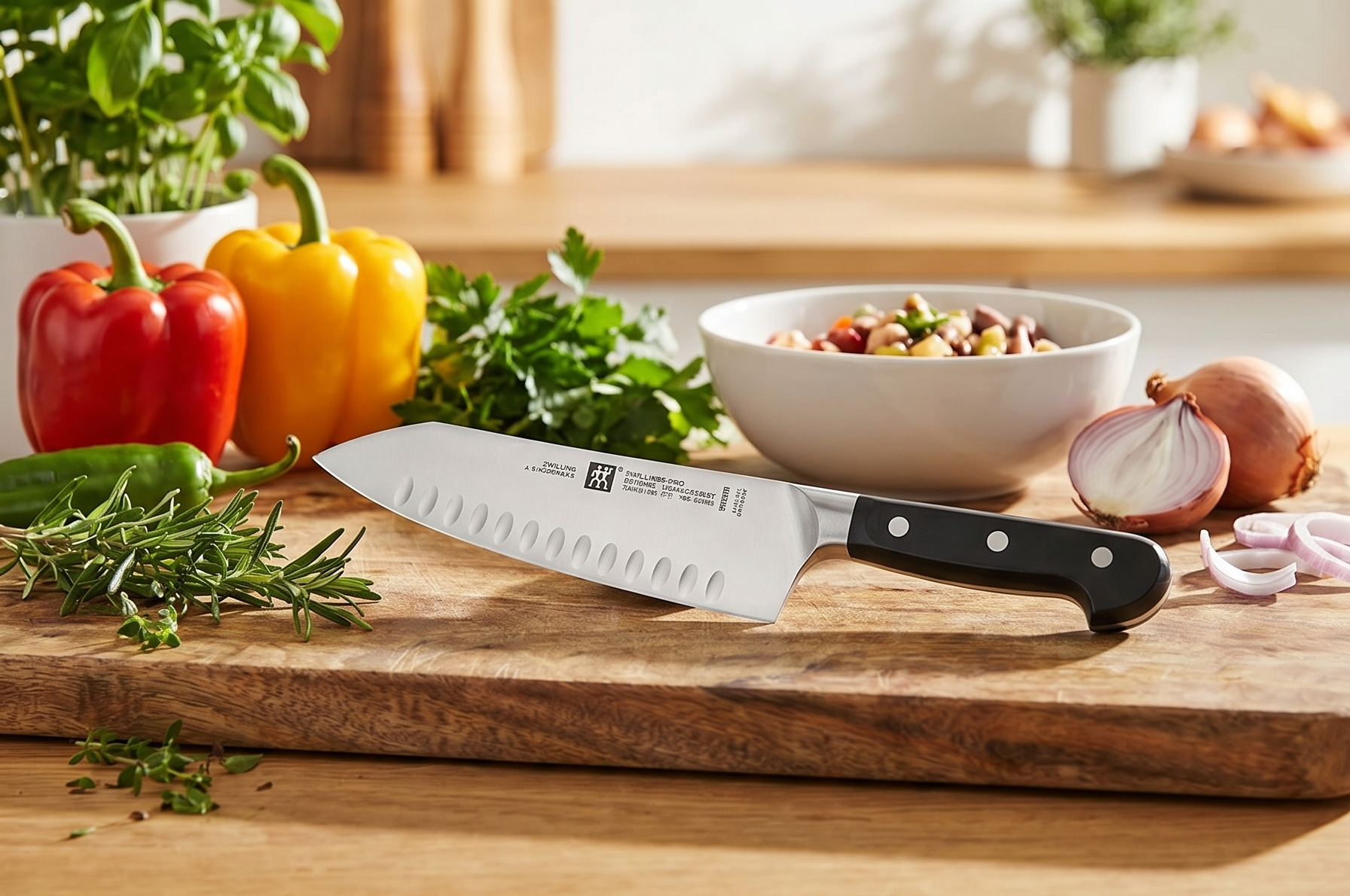 ZWILLING Pro 7-inch Hollow Edge Rocking Santoku Knife