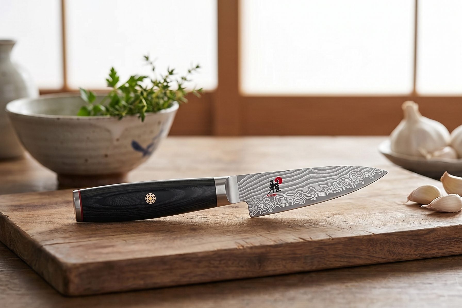 Miyabi Kaizen II Japanese 3.5-inch Paring Knife, Essential Kitchen Knife, Black Pakkawood Handle, 48-Layer Flower Damascus Pattern, Handrafted in Seki, Japan