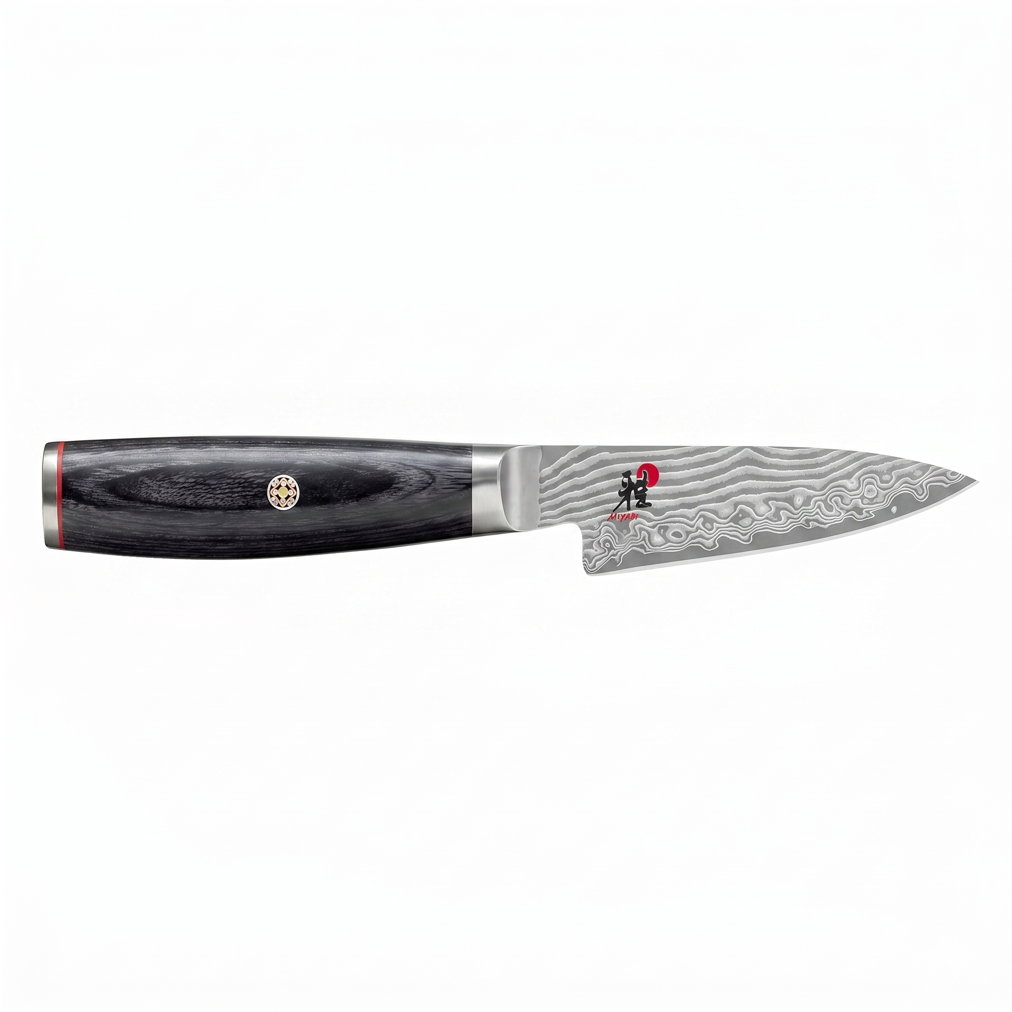 Miyabi Kaizen II Japanese 3.5-inch Paring Knife, Essential Kitchen Knife, Black Pakkawood Handle, 48-Layer Flower Damascus Pattern, Handrafted in Seki, Japan