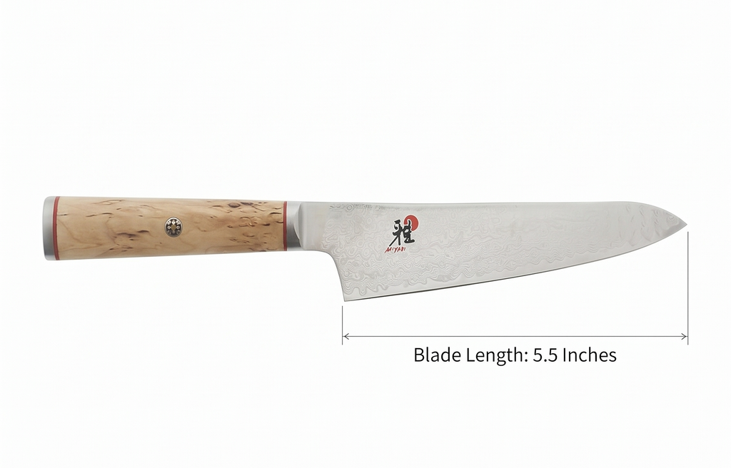 Miyabi Birchwood SG2 Japanese Prep Knife, 5.5-inch, Precision Kitchen Knife, Karelian Birch Handle, 100-layer flower Damascus pattern, Handcrafted in Seki, Japan