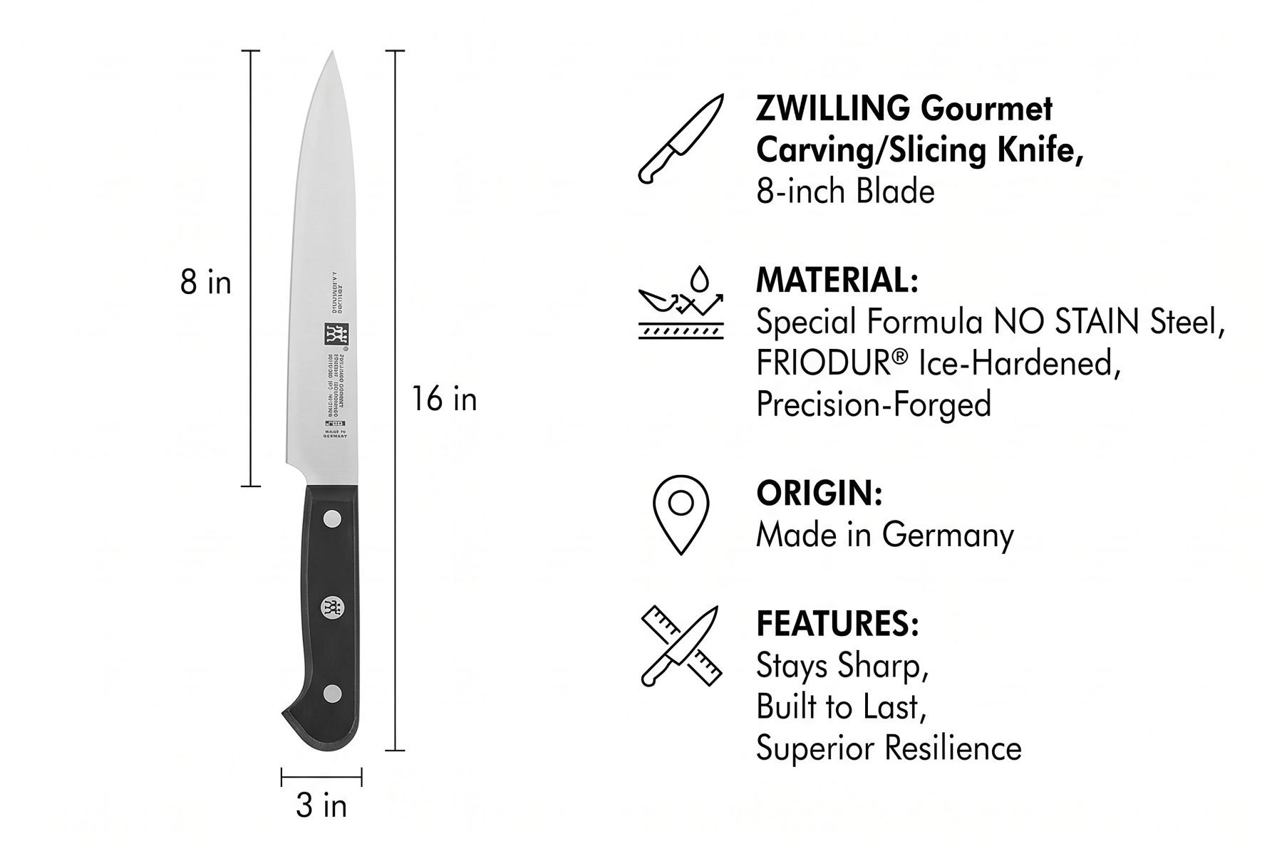 ZWILLING Gourmet 8-inch Carving/Slicing Knife
