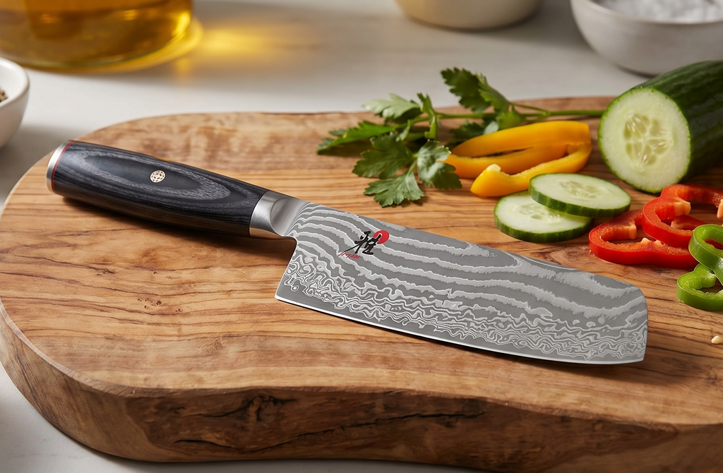 Miyabi Kaizen II Japanese 6.5-inch Nakiri Knife, Vegatable Knife, Black Pakkawood Handle, 48-Layer Flower Damascus Pattern, Handrafted in Seki, Japan