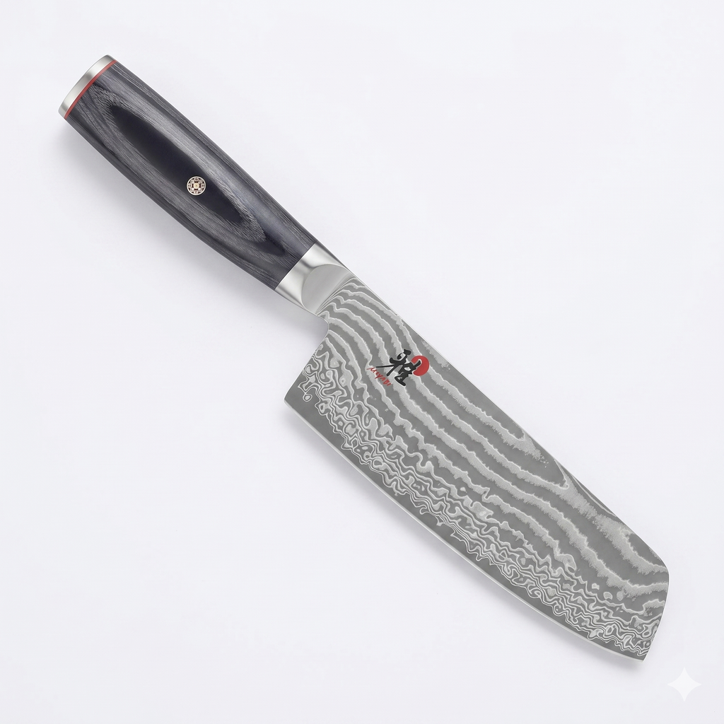 Miyabi Kaizen II Japanese 6.5-inch Nakiri Knife, Vegatable Knife, Black Pakkawood Handle, 48-Layer Flower Damascus Pattern, Handrafted in Seki, Japan