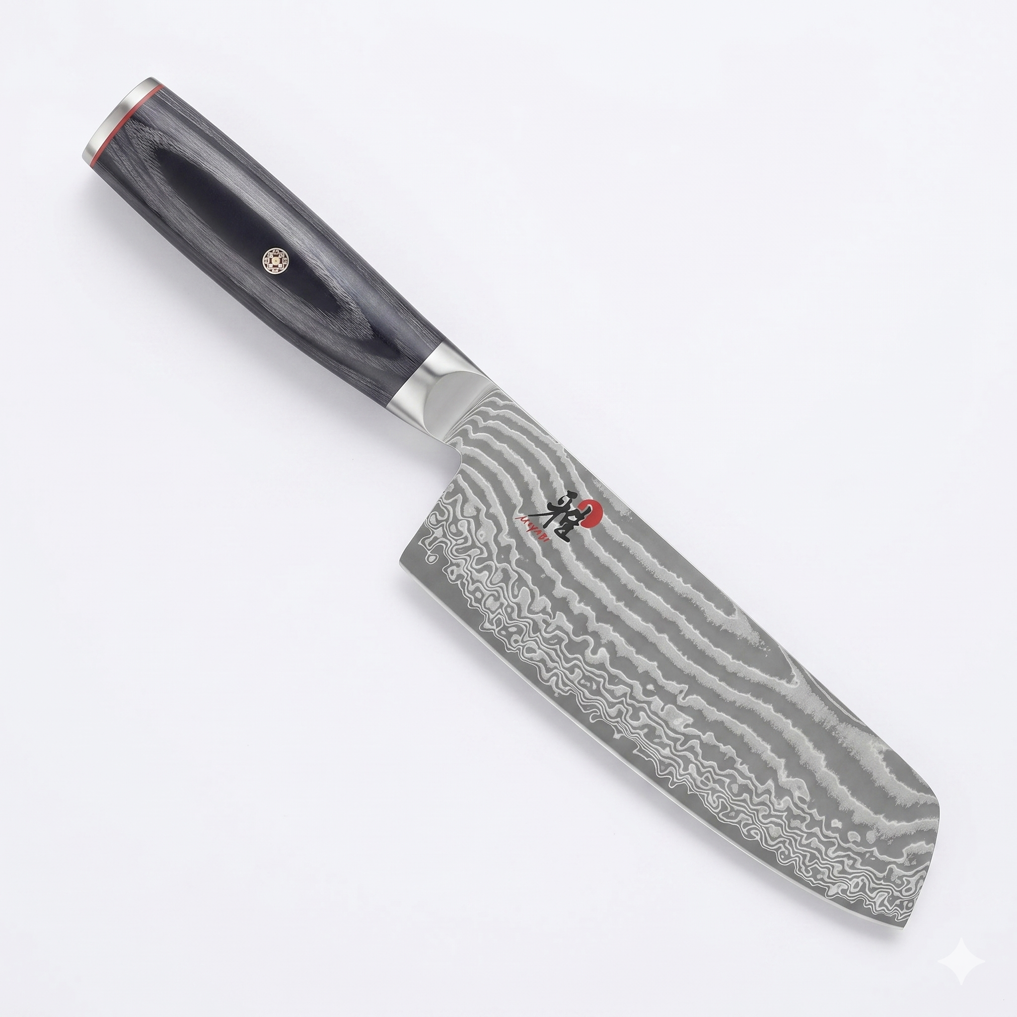 Miyabi Kaizen II Japanese 6.5-inch Nakiri Knife, Vegatable Knife, Black Pakkawood Handle, 48-Layer Flower Damascus Pattern, Handrafted in Seki, Japan