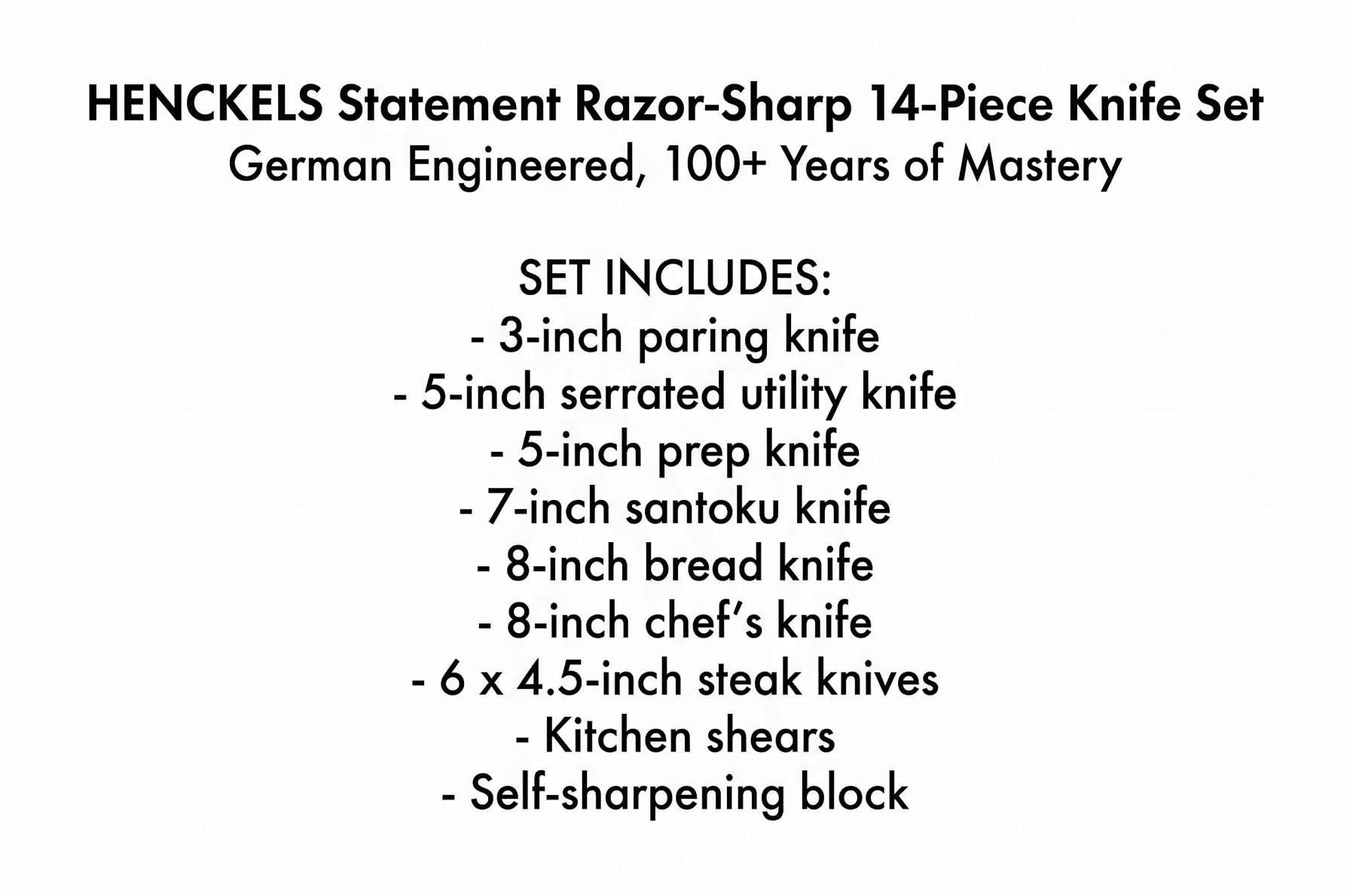 HENCKELS Statement Razor-Sharp 14-Piece Knife Set, German Engineered Knife Informed by over 100 Years of Mastery