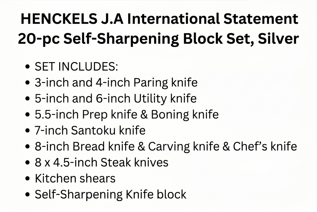 HENCKELS J.A International Statement 20-pc Self-Sharpening Block Set, Silve