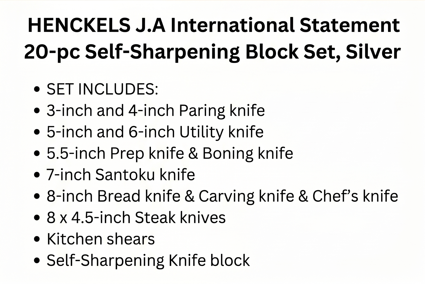 HENCKELS J.A International Statement 20-pc Self-Sharpening Block Set, Silve