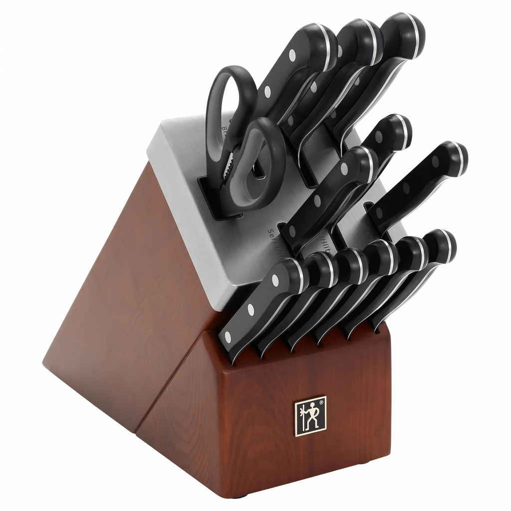 HENCKELS Solution Razor-Sharp 14-pc Self Sharpening Knife Block Set, Chef Knife, Bread Knife, Steak Knife, German Engineered Informed by 100+ Years of Mastery