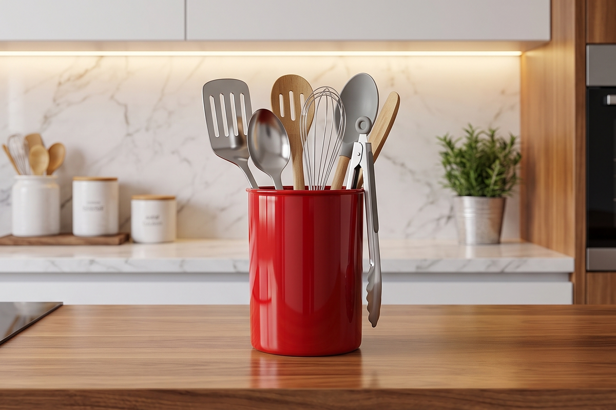 Calypso Basics by Reston Lloyd Plastic Utensil Holder, Red