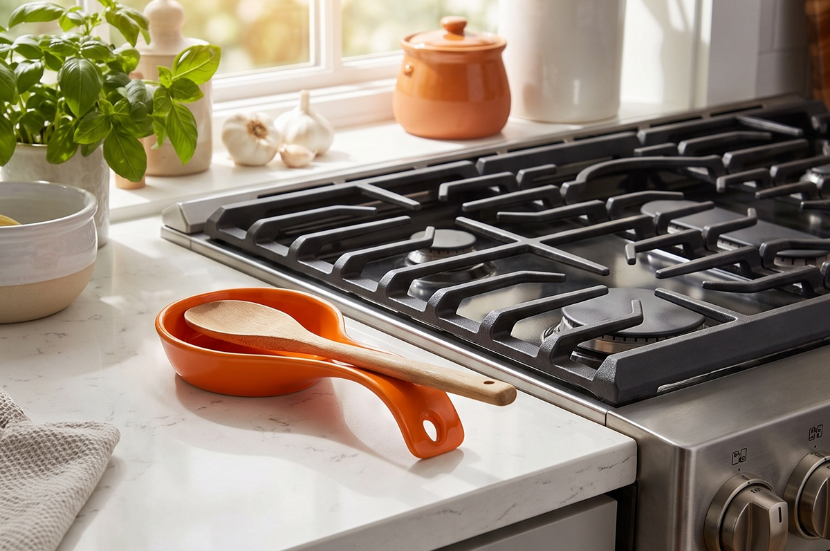 Calypso Basics by Reston Lloyd Spoon Rest, Orange, 3.9 x 7.75