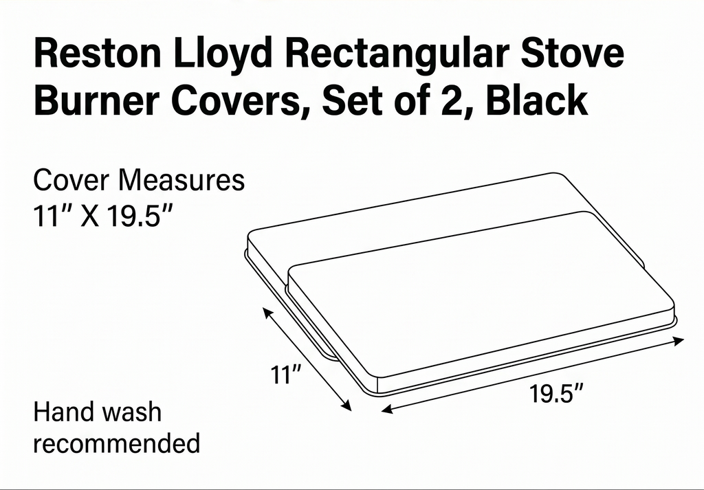 Reston Lloyd Rectangular Stove Burner Covers, Set of 2, Black