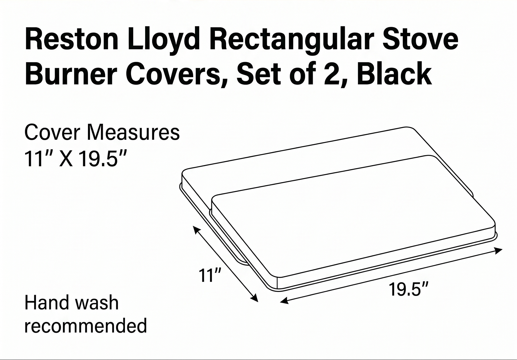 Reston Lloyd Rectangular Stove Burner Covers, Set of 2, Black