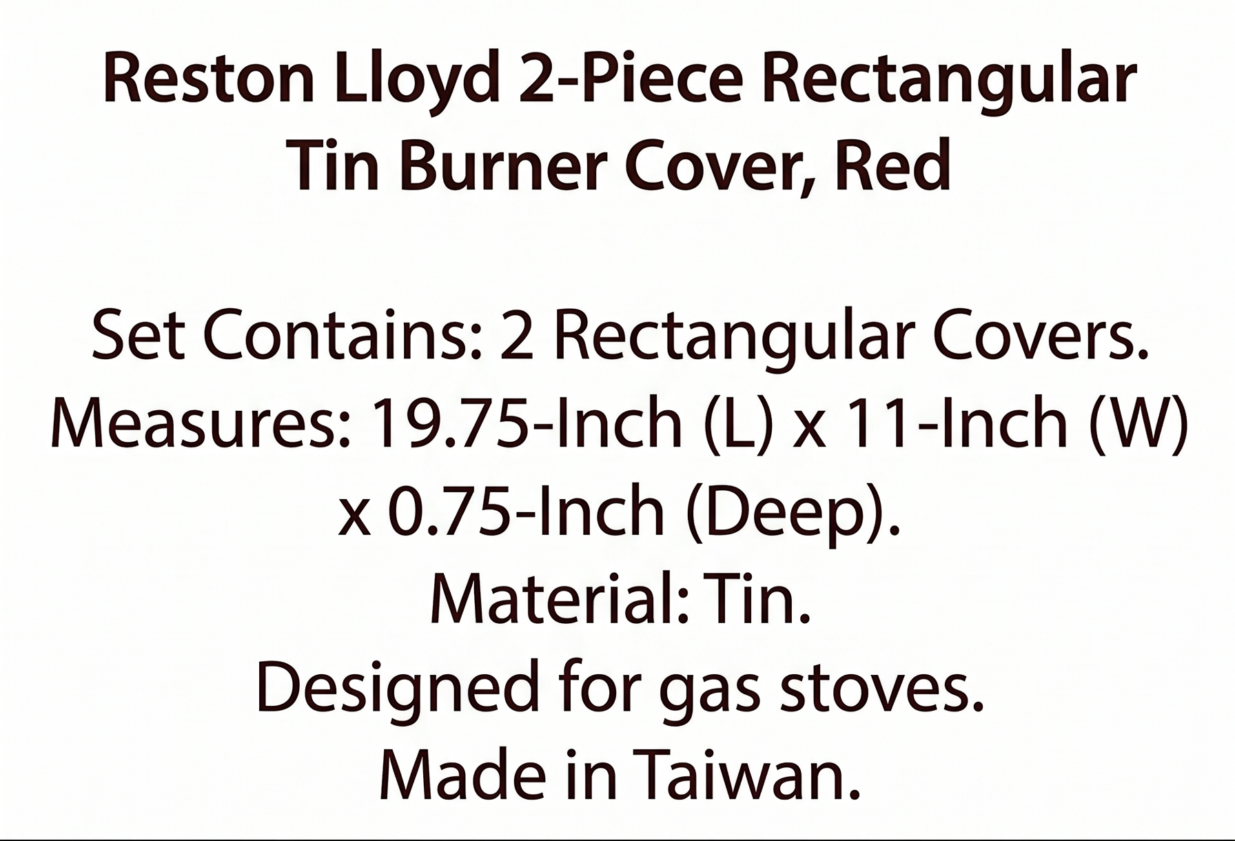 Reston Lloyd 2-Piece Rectangular Tin Burner Cover, 19.75-Inch by 11-Inch, Red