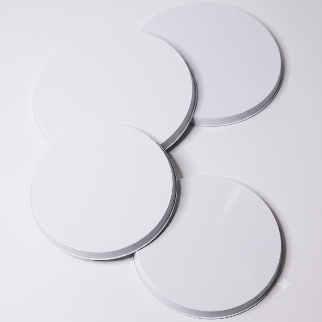 Reston Lloyd, Burner Covers For Electric Stovetop, Decorative Lightweight Tin Covers, Set of 4 (2-8 inch & 2-10 inch), Conceals Messy Drip Pans, White