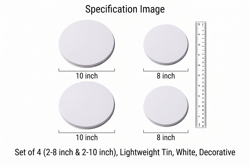 Reston Lloyd, Burner Covers For Electric Stovetop, Decorative Lightweight Tin Covers, Set of 4 (2-8 inch & 2-10 inch), Conceals Messy Drip Pans, White