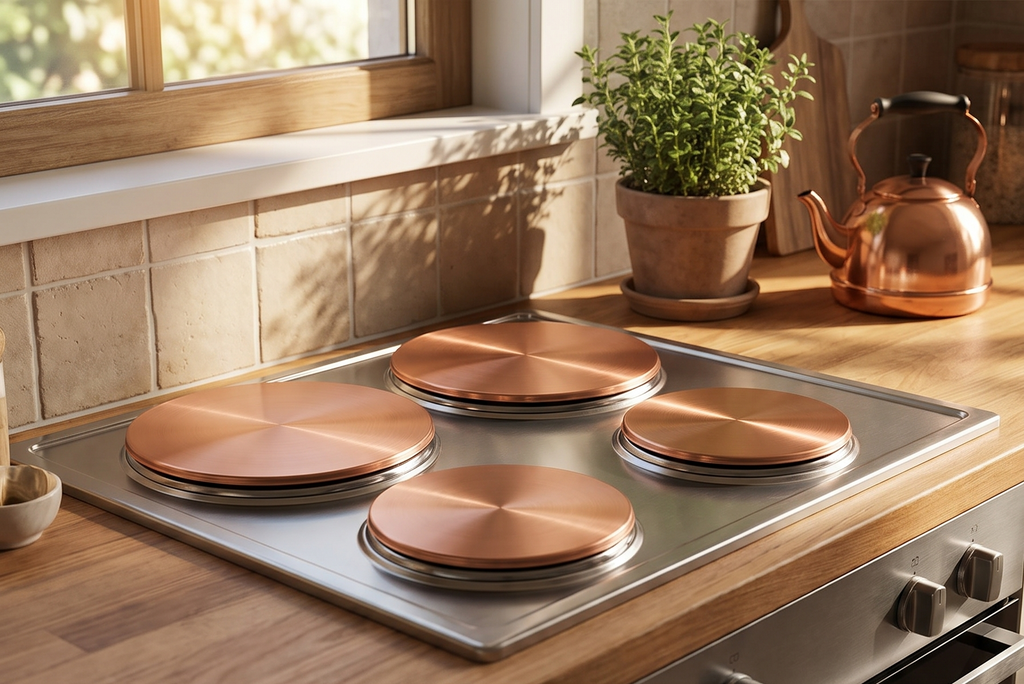 Reston Lloyd 4-Piece Electric Burner Cover Set, Copper, 2-8" & 2-10" Covers