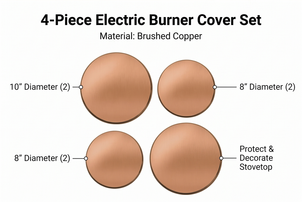 Reston Lloyd 4-Piece Electric Burner Cover Set, Copper, 2-8" & 2-10" Covers