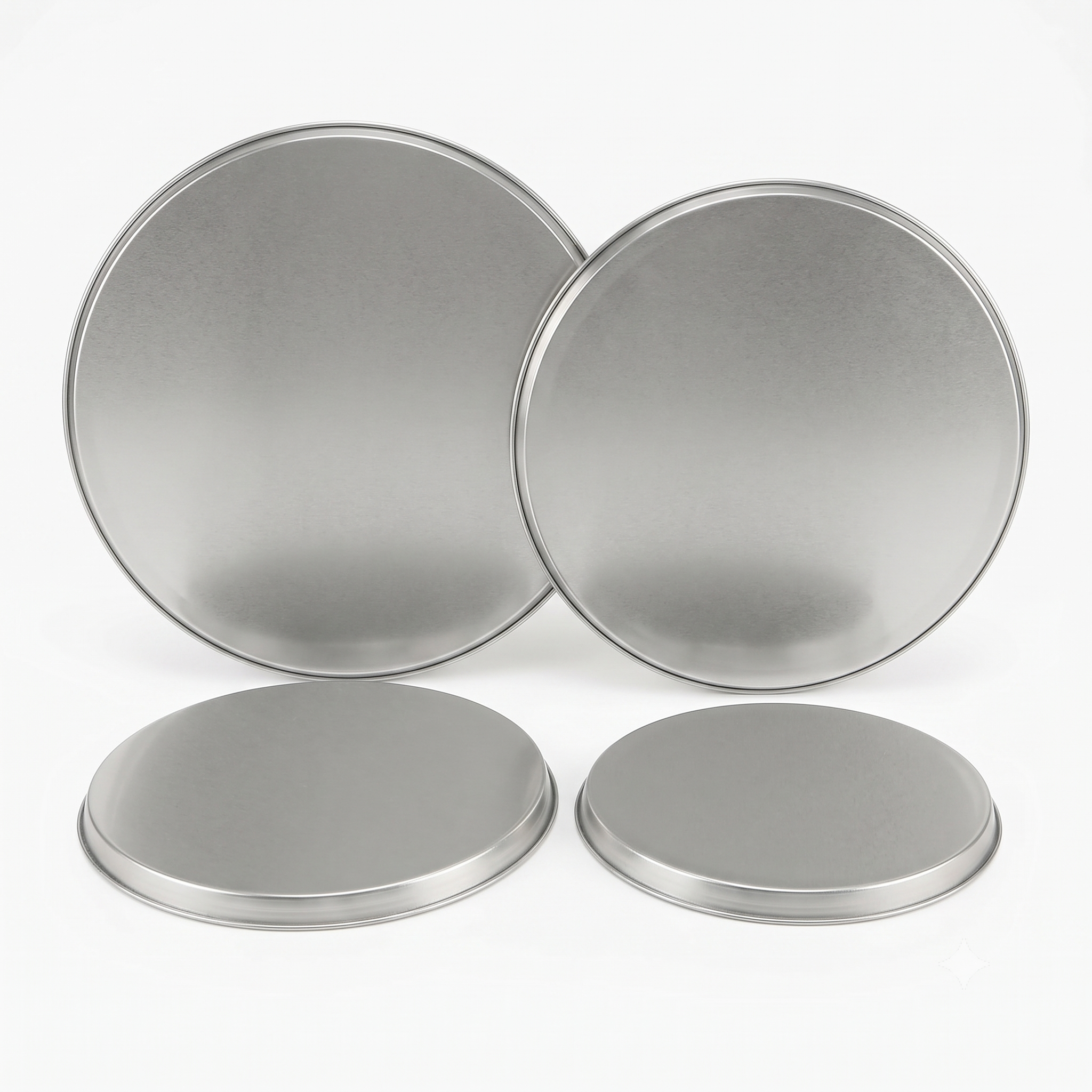 Reston Lloyd, Burner Covers For Electric Stovetop, Decorative Lightweight Tin Covers, Set of 4 (2-8 inch & 2-10 inch), Conceals Messy Drip Pans, Stainless Steel Color