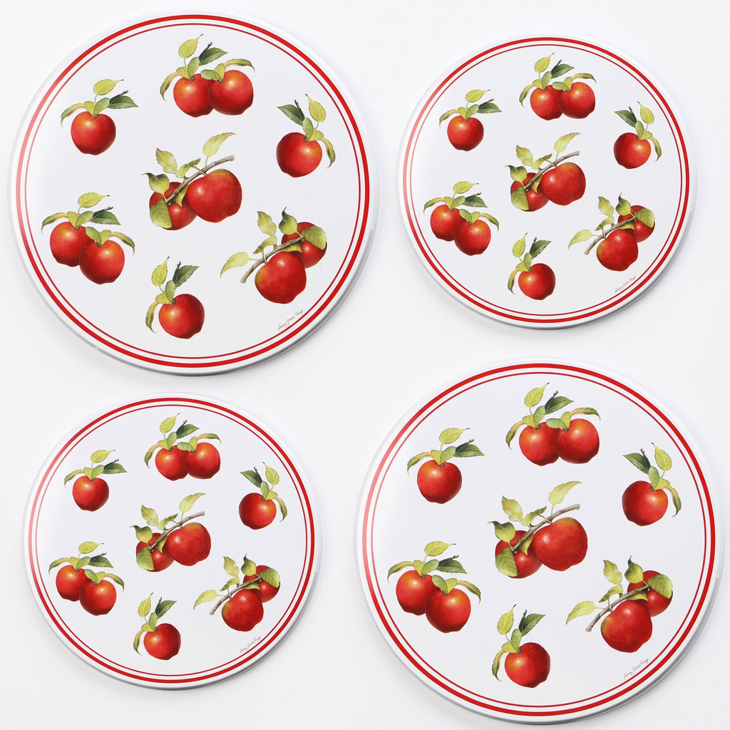 Reston Lloyd, Burner Covers For Electric Stovetop, Decorative Lightweight Tin Covers, Set of 4 (2-8 inch & 2-10 inch), Conceals Messy Drip Pans, Harvest Apple