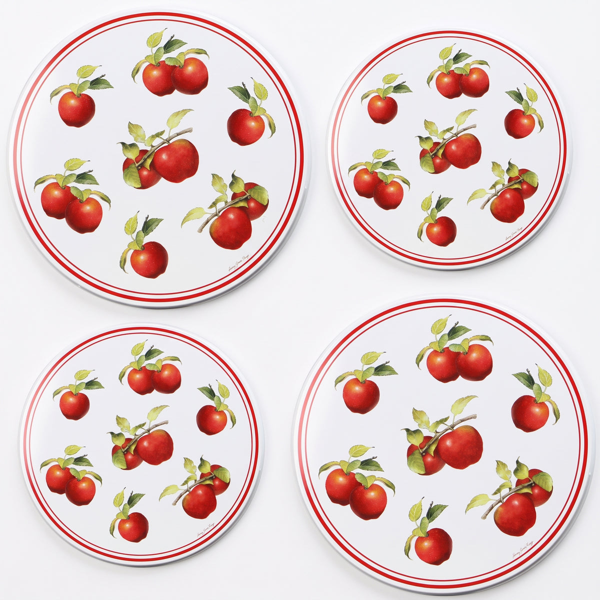 Reston Lloyd, Burner Covers For Electric Stovetop, Decorative Lightweight Tin Covers, Set of 4 (2-8 inch & 2-10 inch), Conceals Messy Drip Pans, Harvest Apple