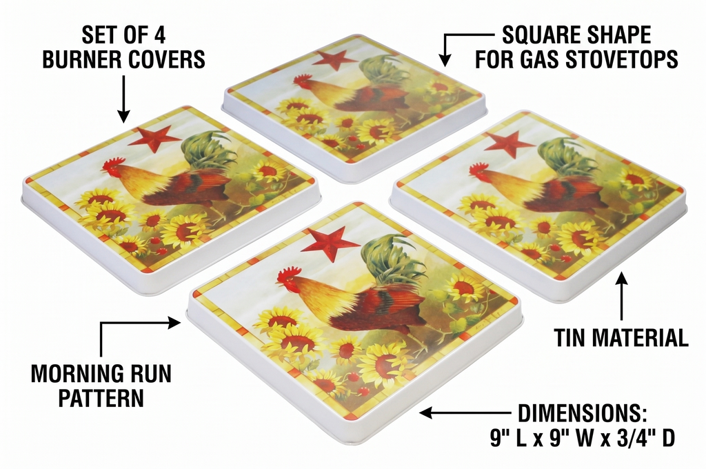 Reston Lloyd Square Gas Burner Covers, Set of 4, Morning Run Pattern