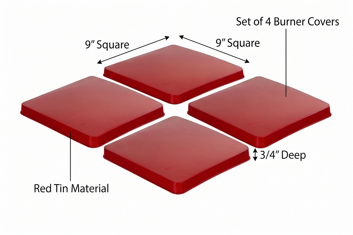Reston Lloyd Square Gas Stove Burner Cover Set, Set of 4, Red