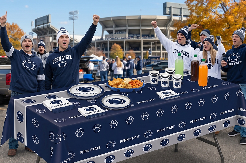 Creative Converting Penn State Nittany Lions Plastic Banquet Table Cover, 54 x 108