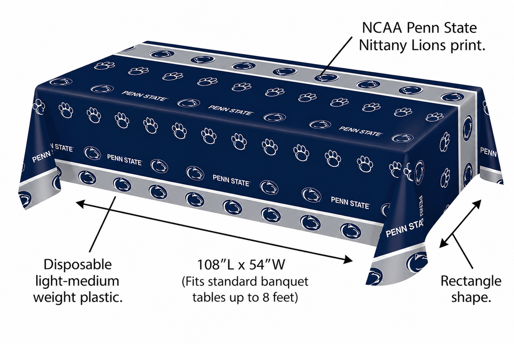 Creative Converting Penn State Nittany Lions Plastic Banquet Table Cover, 54 x 108
