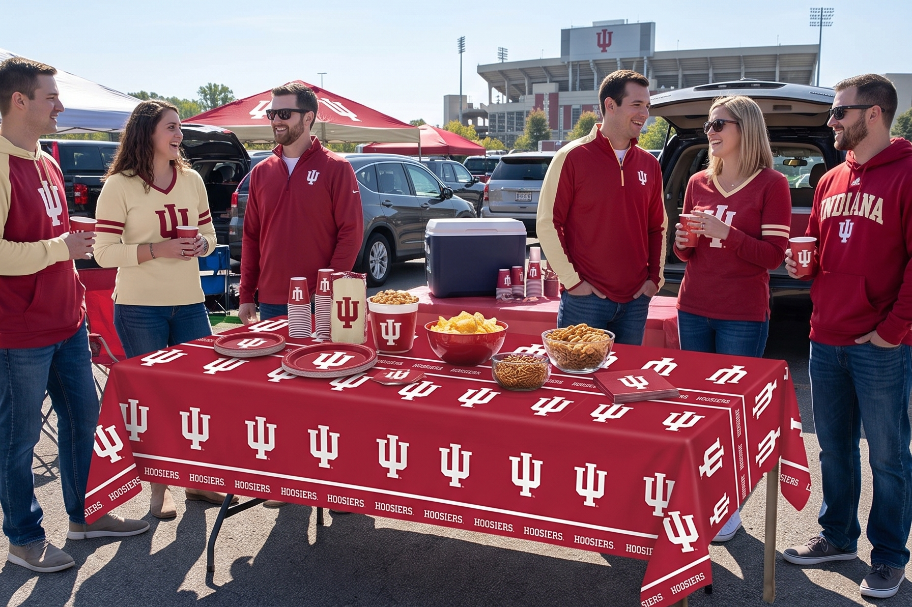 Creative Converting 724924 Indiana University Theme Plastic Tablecloth