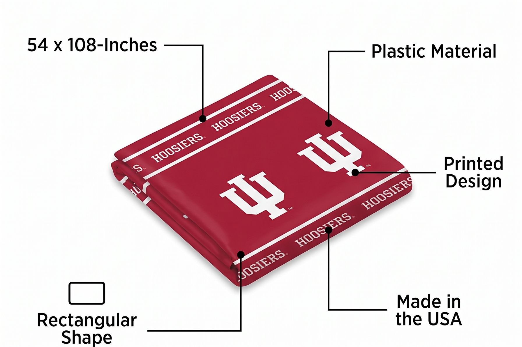 Creative Converting 724924 Indiana University Theme Plastic Tablecloth