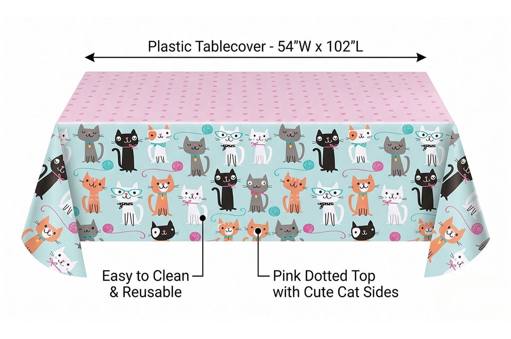 Creative Converting 329399 Cute Cats Plastic Tablecover - 1 Pc