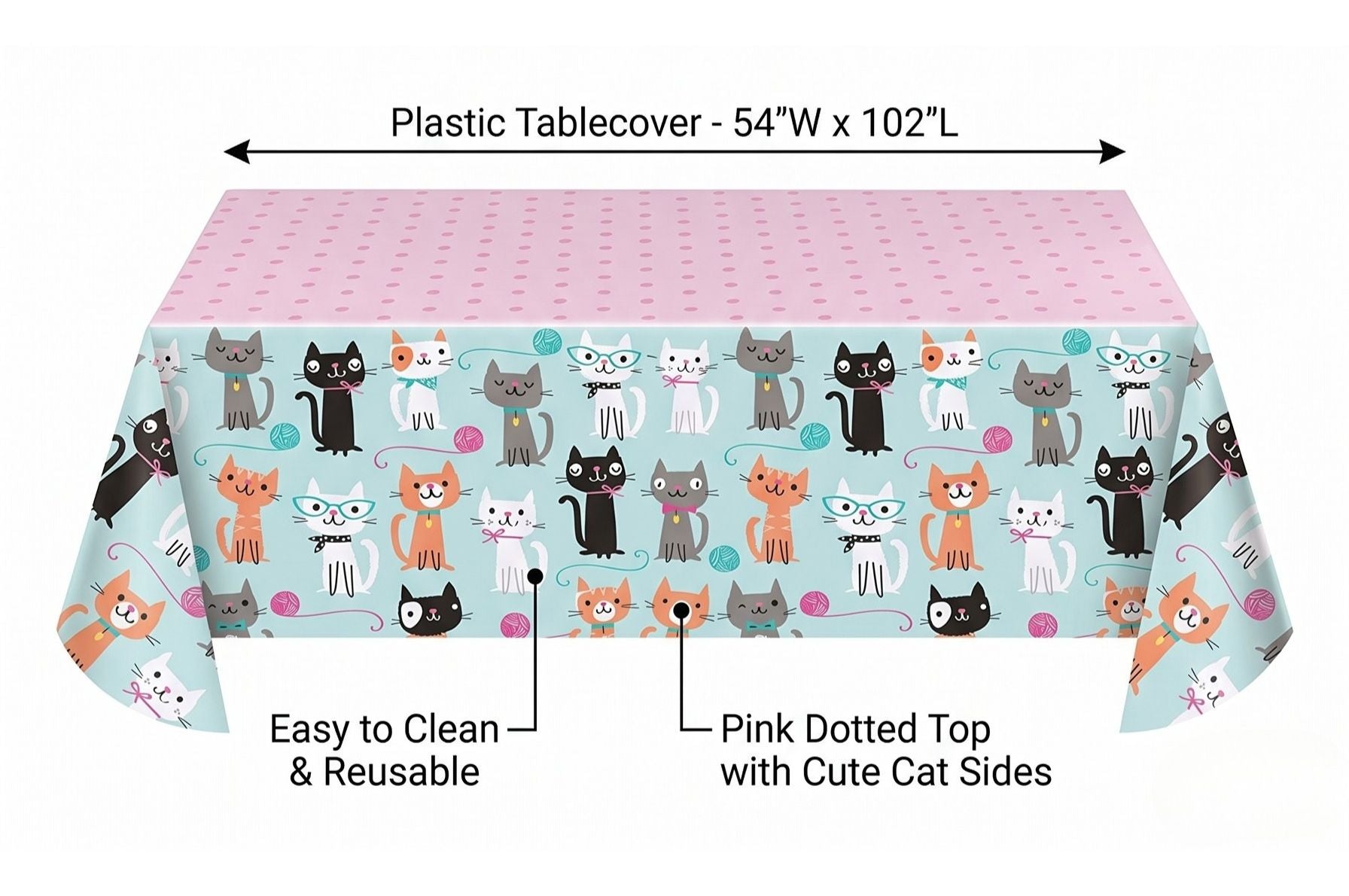Creative Converting 329399 Cute Cats Plastic Tablecover - 1 Pc