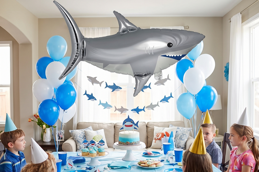 Shark Party Shaped Mylar Balloon, 1 ct