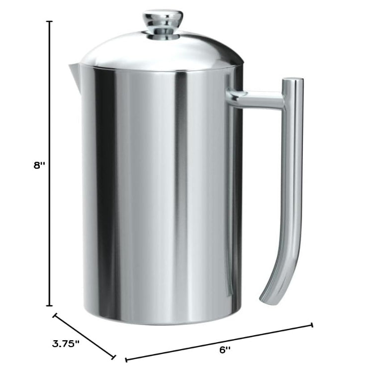 Frieling USA 0103 Double Wall Stainless Steel French Press Coffee Maker with Patented Dual Screen, Polished, 23-Ounce