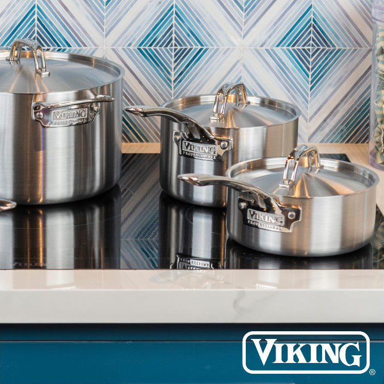 Viking 5-Ply Stainless Steel Sauce Pan with Lid, 2 Quart Saucepan Cooking Pot, Dishwasher and Oven Safe, Induction Ready, Satin Finish