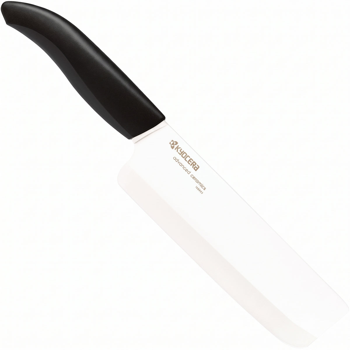 Kyocera Advanced Ceramic Revolution Series 6-inch Nakiri Vegetable Cleaver, Black Handle, White Blade