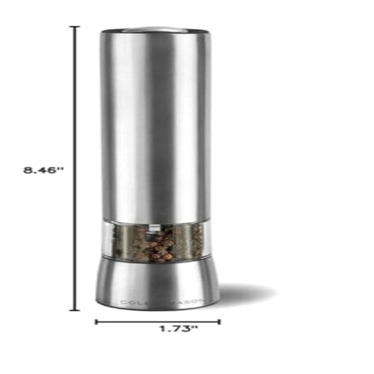 Cole & Mason Hampstead Precision Electric Pepper Grinder with LED Light, Stainless Steel