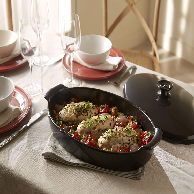 Emile Henry 16" x 9.5" Fish Steamer | Charcoal