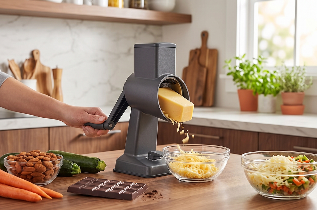 Zyliss Gourmet Drum Grater - Multipurpose Kitchen Grater for Vegetables, Hard Cheeses, Nutes, Fruits & Chocolates - Simplify Healthy Meal Prep - Shredder for Countertop Use - Single