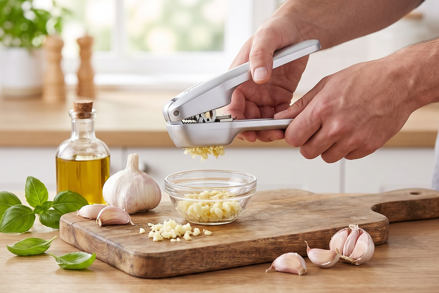 Zyliss Susi 4 Garlic Press - Garlic Crusher for Efficient Mincing - Odor-Free Hands - Large Chamber Made of Durable Stainless Steel - Mess-Free Kitchen Gadget - PFAS-Free Non-Stick Coating - Silver