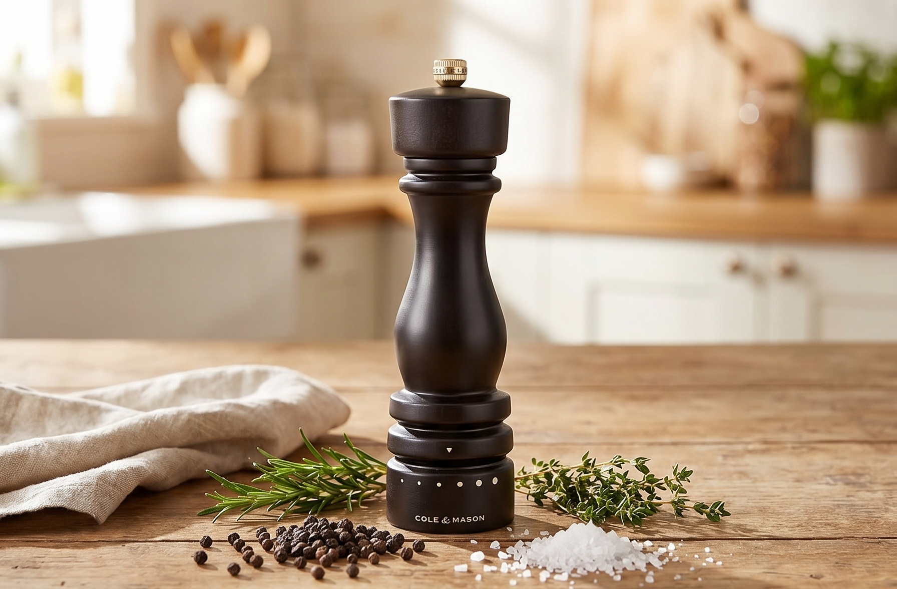 Cole & Mason London Pepper Mill – Refillable Spice Shakers with a Premium Wood Design - Adjustable for Fine to Coarse Seasonings - Uses Carbon Steel Mechanism - Chocolate Wood, 8"