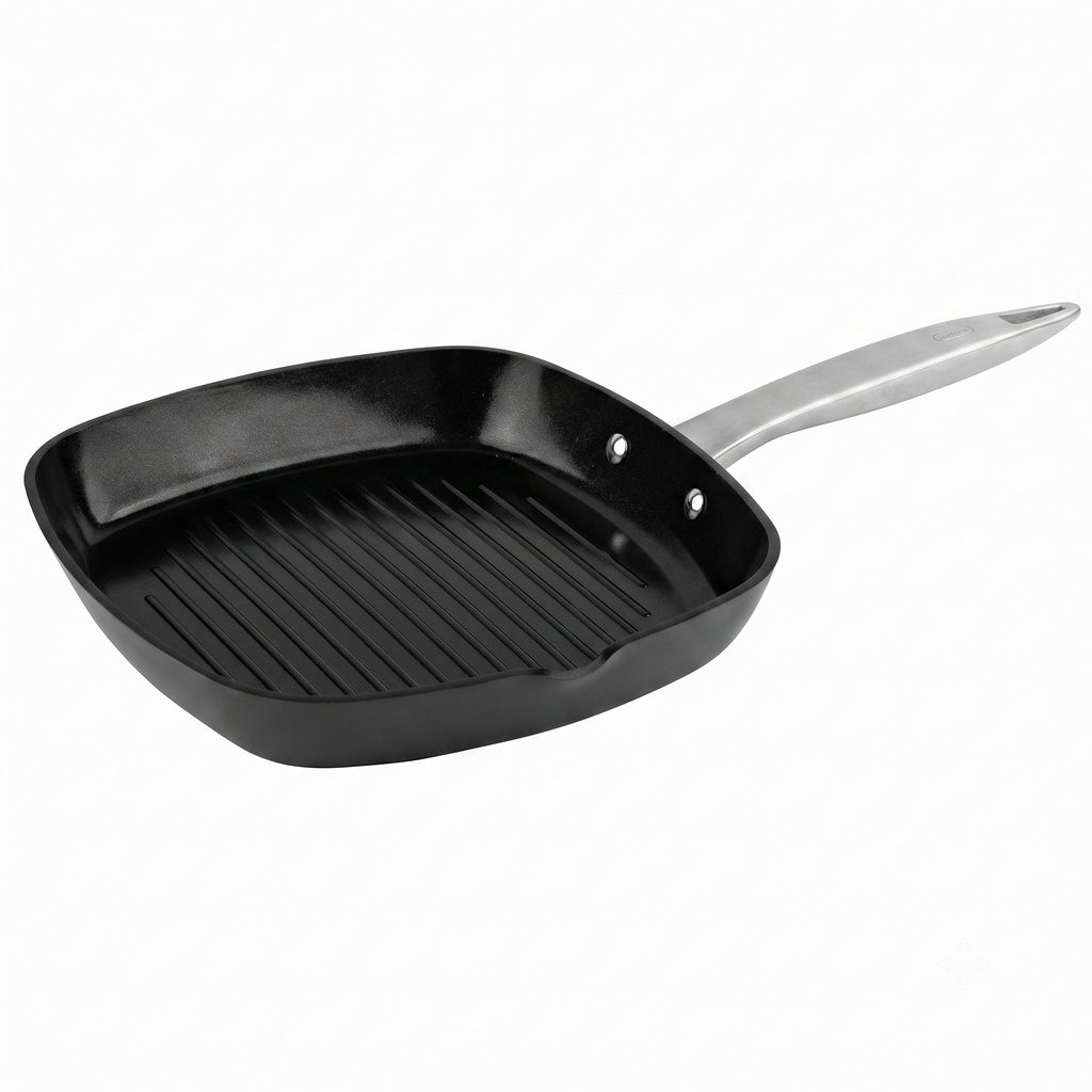 Zyliss Ultimate Pro Square Ceramic Grill Pan - Durable Grill Pan with Non-Stick Coating - Food- & Oven-Safe Pan for Grilling & More - Everyday Pan with Pouring Spout - 10"