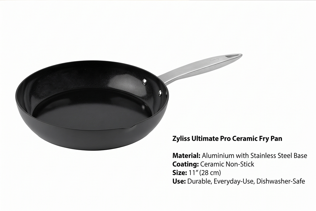 Zyliss Ultimate Pro Ceramic Fry Pan - Aluminium Fry Pan with a Stainless Steel Base & Ceramic Non-Stick Coating - Durable, Everyday-Use Pan - Dishwasher-Safe Kitchen Essential - 11"