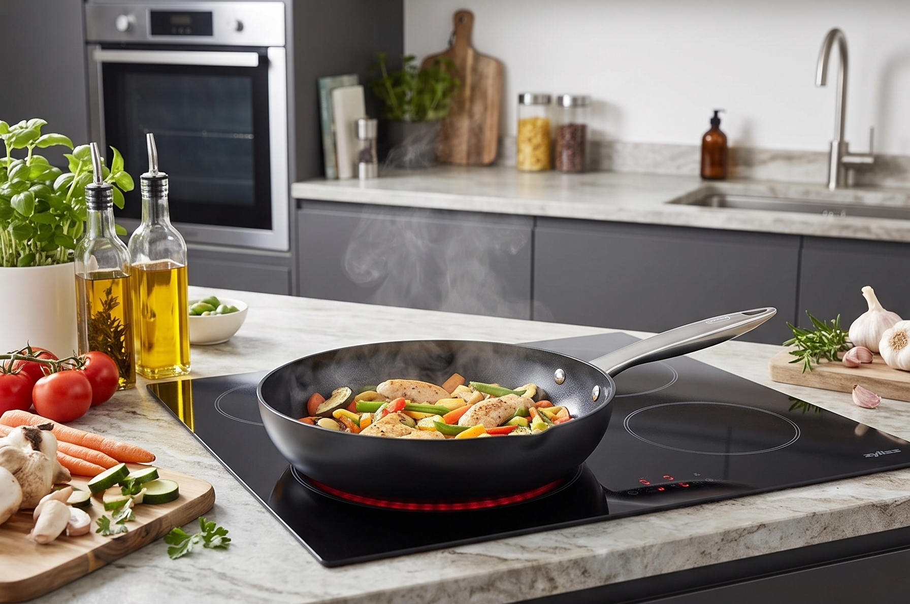 Zyliss Ultimate Pro Ceramic Fry Pan - Aluminium Fry Pan with a Stainless Steel Base & Ceramic Non-Stick Coating - Durable, Everyday-Use Pan - Dishwasher-Safe Kitchen Essential - 9.5"