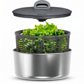 Zyliss Easy Spin Salad Spinner - Fruit & Veggie Dryer - Produce Spinner & Cleaner for Salad Prep - Dishwasher-Safe Kitchen Essential - Non-Slip Bowl with Pull Handle - New Stainless Easy Spin Small