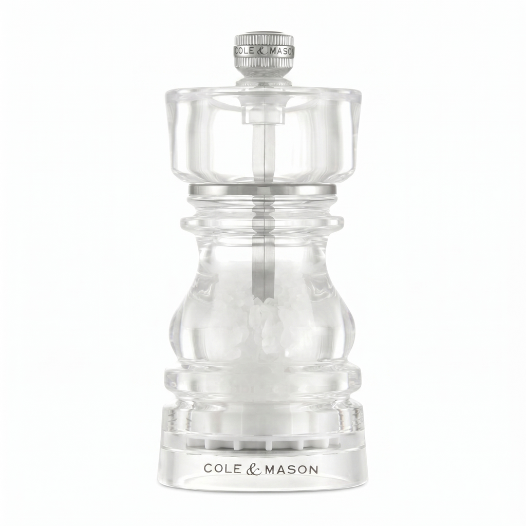 Cole & Mason London Refillable Spice Mill - Kitchen & Home Accessory - Salt and Pepper Grinder Set with Ceramic and Carbon Steel Mechanism - 5", Acrylic